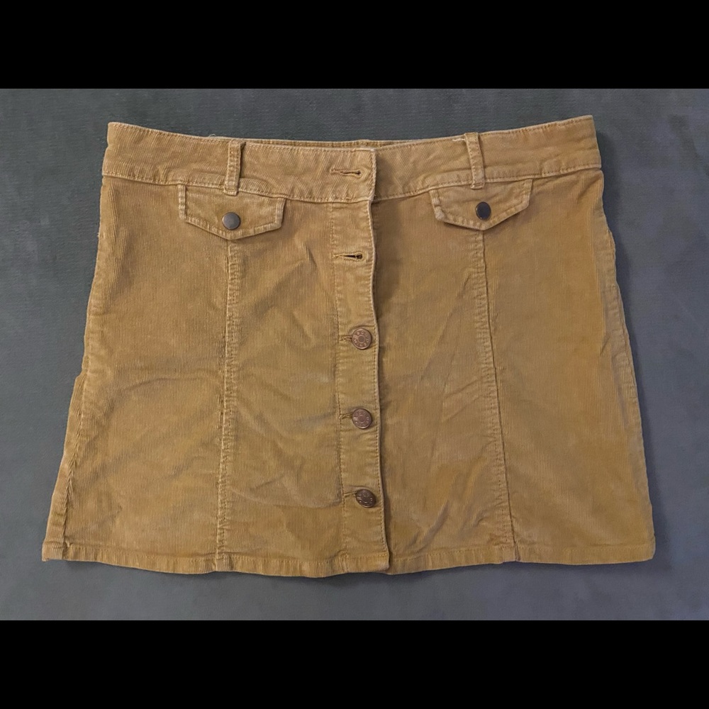 Corduroy BDG Yellow Skirt with Pockets